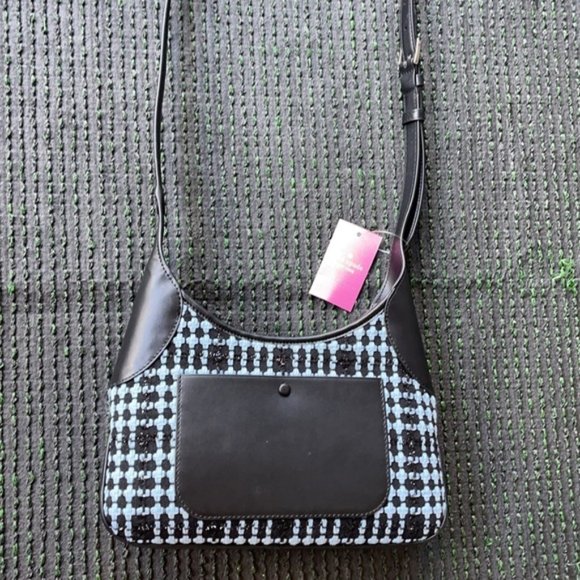 Kate Spade Crossbody Tweed Fabric Blue Multi - Picture 14 of 16